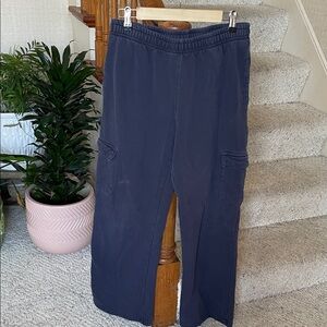 Brandy Melville Dark Blue Cargo Wide Leg Sweat Pants